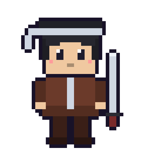 無言の剣豪型のドット絵キャラクター